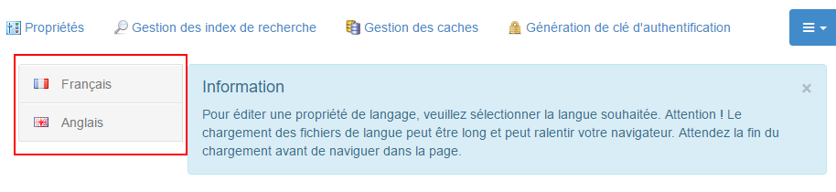 propertieseditor propriétés de langue