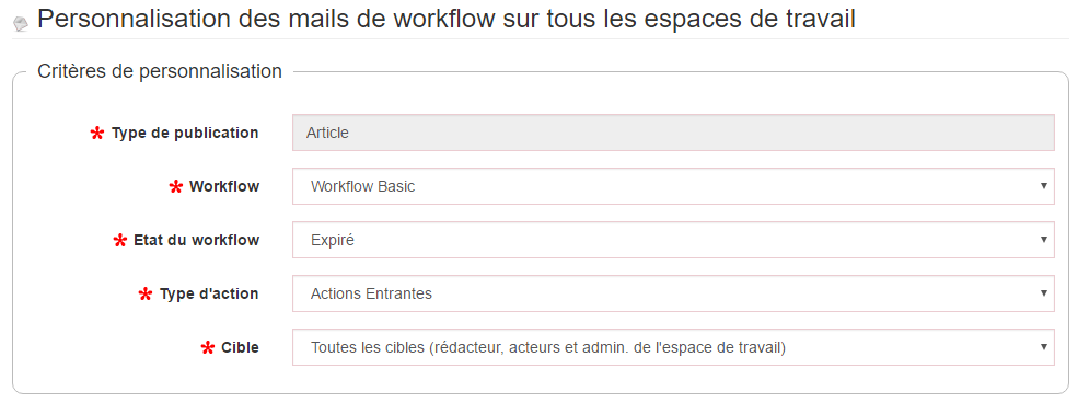 workflowcustommailerplugin modification des critères de personnalisation