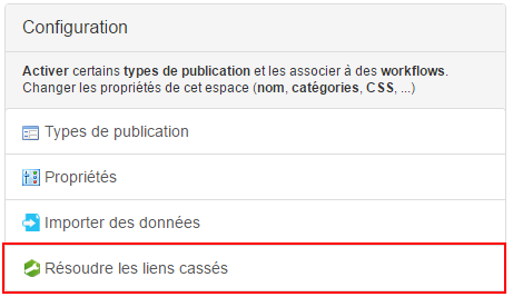 importCSvPlugin administration résoudre les liens cassés