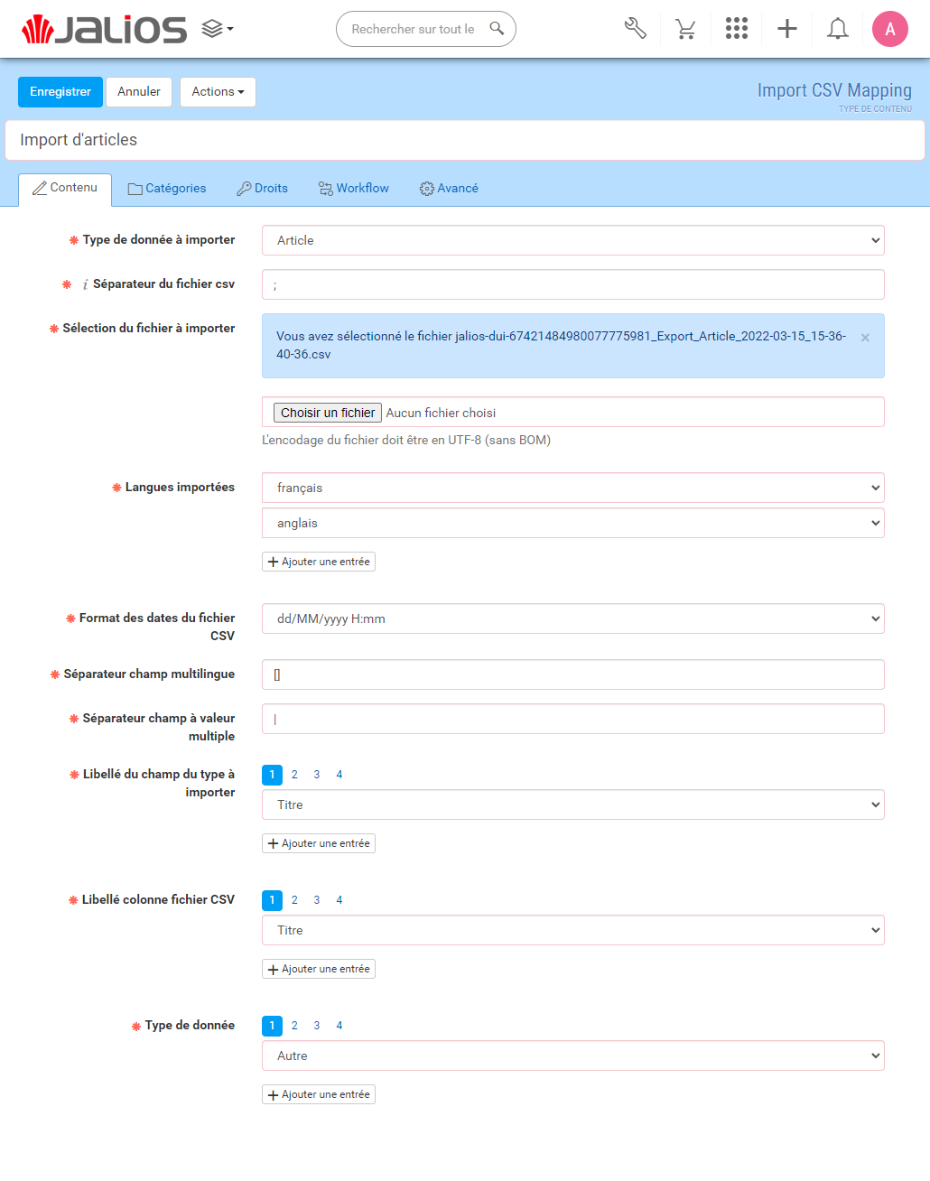 importCSvPlugin mapping Import 1