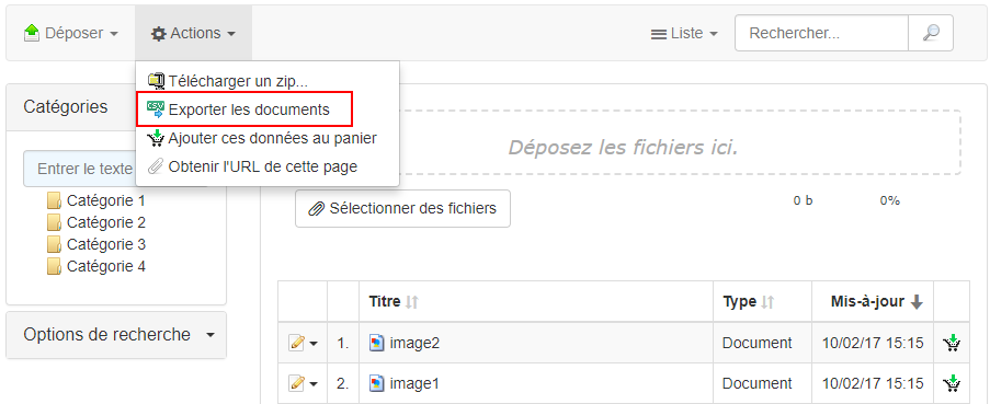 explorateur document exporter