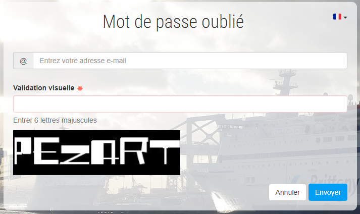 authentification sécurisée mot de passe oublié captcha