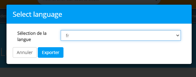 template export sélection de la langue