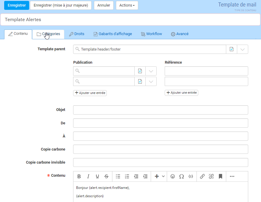 Wisen - Personnalisation des emails - Template personnalisé Alertes